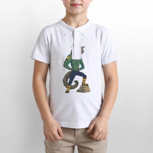 Raccoon Ranger in Neon Armor - Gildan Kid's 50/50 Jersey Polo