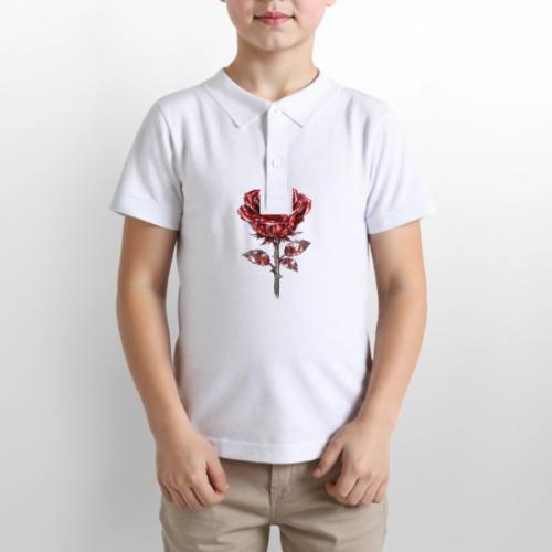 2 Set - Silver and Gold Roses - Gildan Kid's 50/50 Jersey Polo