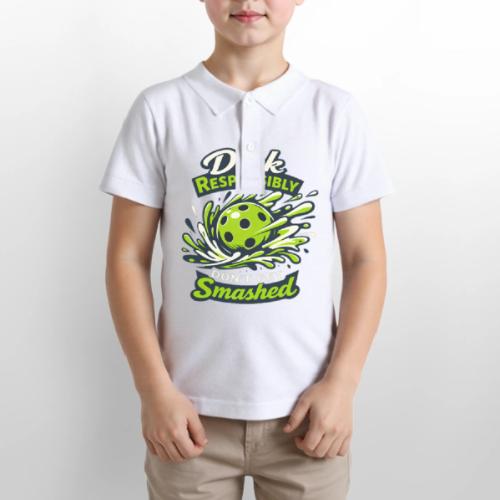 Dink Responsibly Don’t Get Smashed Pickleball Art - Gildan Kid's 50/50 Jersey Polo