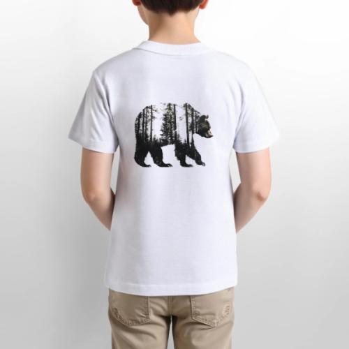 Evergreen Bear Silhouette - Gildan Kid's 50/50 Jersey Polo