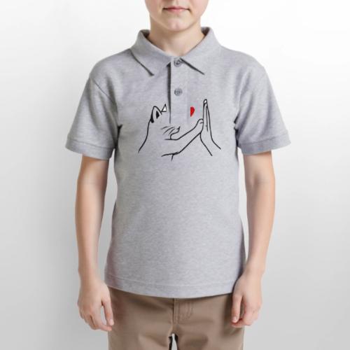 Cat Lover High-Five T-Shirt - Gildan Kid's 50/50 Jersey Polo