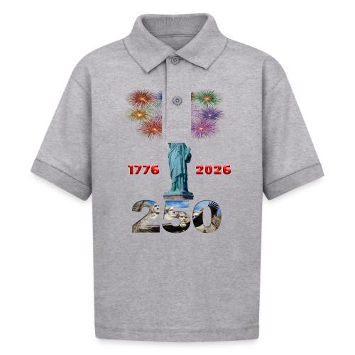 1776 - 2026 | 250 Years USA | Fireworks - Gildan Kid's 50/50 Jersey Polo