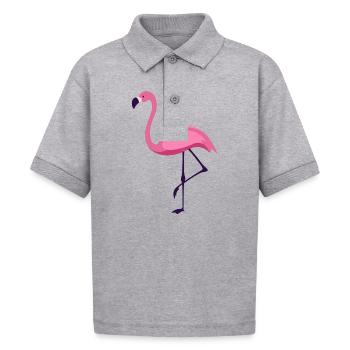 flamingo wildlife standing pink beak pink - Gildan Kid's 50/50 Jersey Polo - heather gray - Front - Kain (125cm)