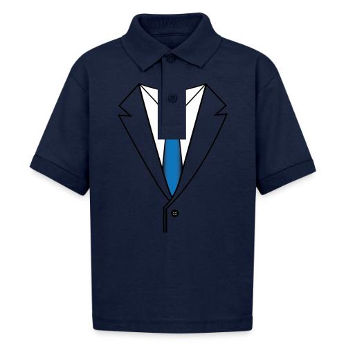 Suit with Blue Tie - Gildan Kid's 50/50 Jersey Polo