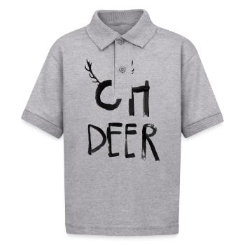 OH DEER - Gildan Kid's 50/50 Jersey Polo - heather gray - Front - Kain (125cm)