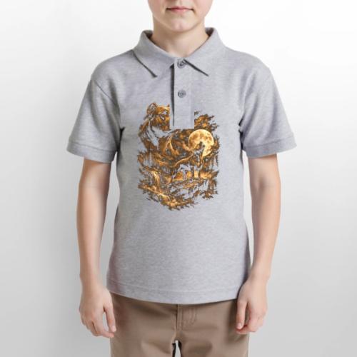 Pit Bull Howling Moon Fantasy Forest Tee - Gildan Kid's 50/50 Jersey Polo