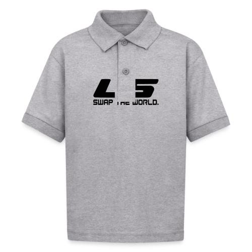 LS Swap The WORLD (Back and Front) - Gildan Kid's 50/50 Jersey Polo