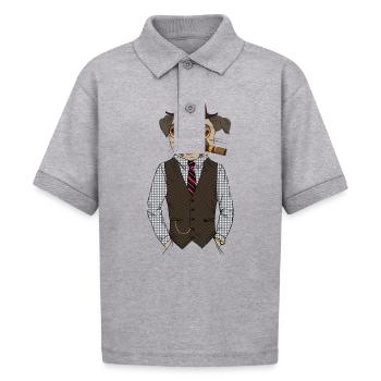 7 - Gildan Kid's 50/50 Jersey Polo - heather gray - Front - Kain (125cm)