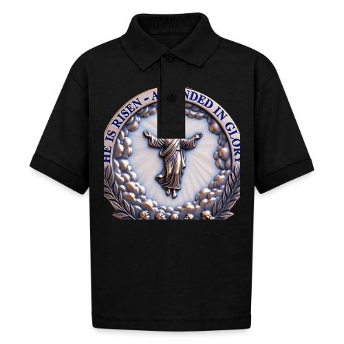 He Is Risen Ascended In Glory T Shirt, Gift - Gildan Kid's 50/50 Jersey Polo