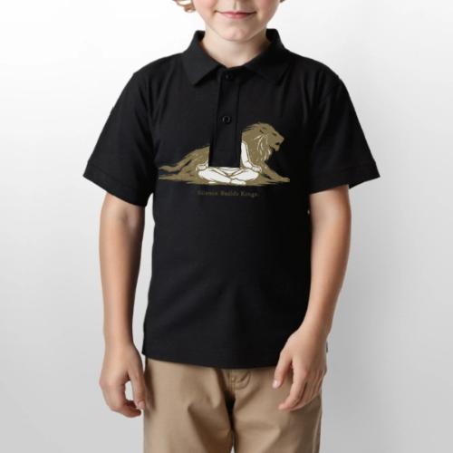 Silence Builds Kings Meditation Lion - Gildan Kid's 50/50 Jersey Polo