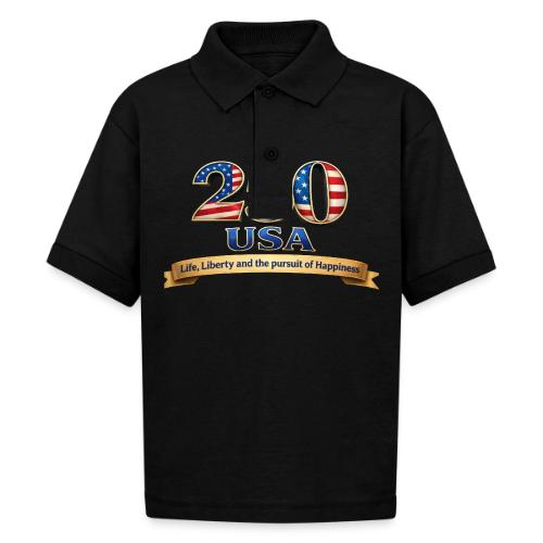 250 USA Liberty Banner - Gildan Kid's 50/50 Jersey Polo
