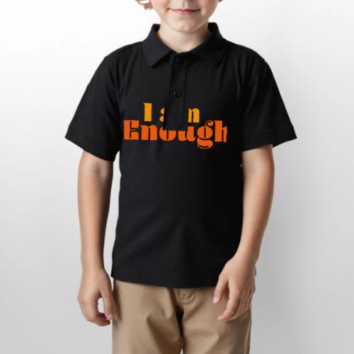 I Am Enough – Self-Love Affirmation Typography - Gildan Kid's 50/50 Jersey Polo