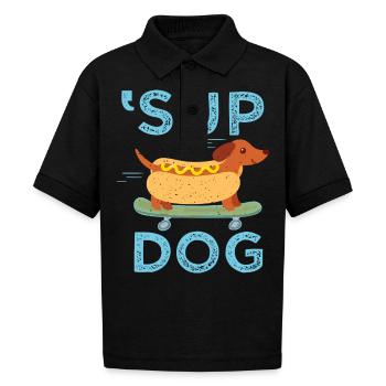 'Sup Dog - Gildan Kid's 50/50 Jersey Polo - black - Front - Mikhail (115cm)