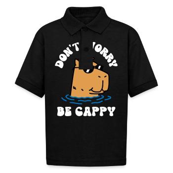 Don't Worry, Be Cappy - Gildan Kid's 50/50 Jersey Polo - black - Front - Mikhail (115cm)