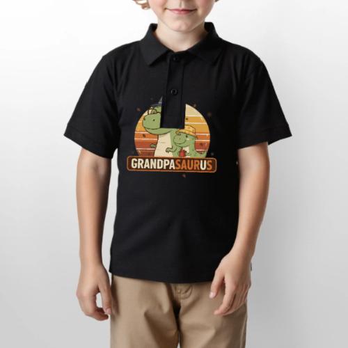 GrandpaSaurus Sunset Duo - Gildan Kid's 50/50 Jersey Polo