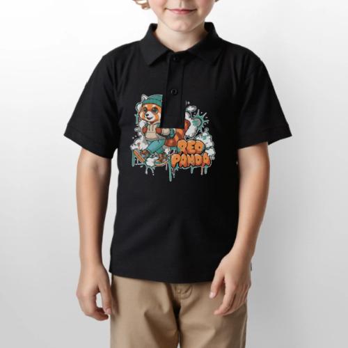 Red Panda Street Graffiti Vibes - Gildan Kid's 50/50 Jersey Polo