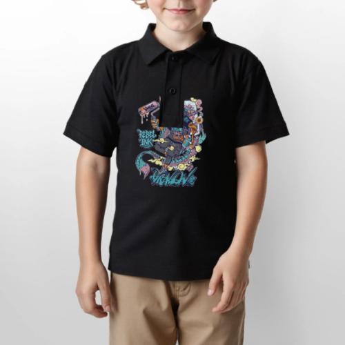Kitsune Street Rebel - Gildan Kid's 50/50 Jersey Polo