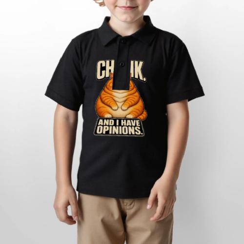 Chonk King Cat - Opinionated Kitty - Gildan Kid's 50/50 Jersey Polo