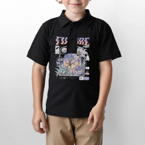 Future Nature Retro-Futuristic - Gildan Kid's 50/50 Jersey Polo