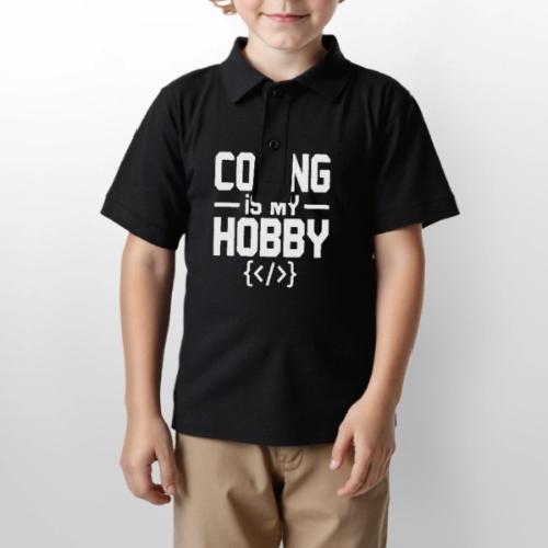 Coding Is My Hobby Typography - Gildan Kid's 50/50 Jersey Polo