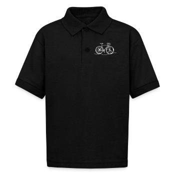 bicycle bike cycle - one line art - cyclist biking - Gildan Kid's 50/50 Jersey Polo - black - Front - Mikhail (115cm)