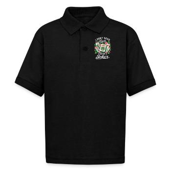 Joker Vintage Mahjong Tile Graphic - Gildan Kid's 50/50 Jersey Polo - black - Front - Mikhail (115cm)