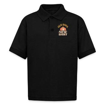 Old Soul New Shirt T Shirt, Vintage Lover Shirt - Gildan Kid's 50/50 Jersey Polo - black - Front - Mikhail (115cm)