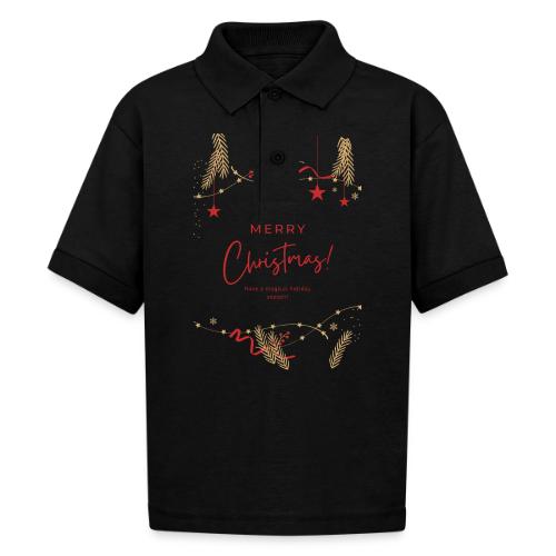 Merry Christmas Typography Design - Gildan Kid's 50/50 Jersey Polo