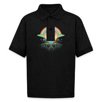 Rainbow heart with roots for Pride - Gildan Kid's 50/50 Jersey Polo - black - Front - Mikhail (115cm)