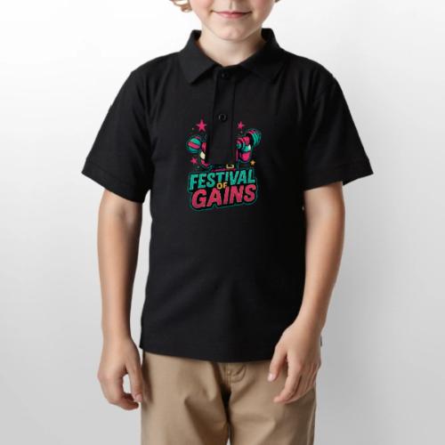 Festival of Gains Funny Gym Santa Christmas - Gildan Kid's 50/50 Jersey Polo