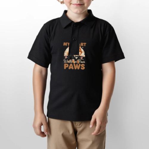 My Heart Walks on Four Paws – Pomeranian tee - Gildan Kid's 50/50 Jersey Polo