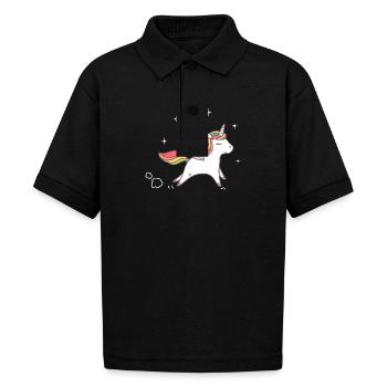 sweet unicorn - Gildan Kid's 50/50 Jersey Polo - black - Front - Mikhail (115cm)