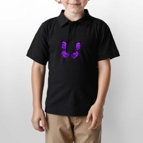 Neon Purple Butterfly - Gildan Kid's 50/50 Jersey Polo