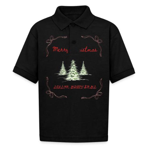 Beautiful Green Christmas Tree Graphic - Gildan Kid's 50/50 Jersey Polo