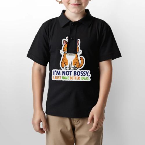 I'm Not Bossy, I Just Have Better Ideas | Cute Cat - Gildan Kid's 50/50 Jersey Polo