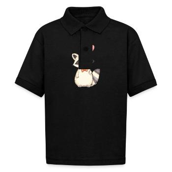 Cute raccoon holding a heart-shaped balloon - Gildan Kid's 50/50 Jersey Polo - black - Front - Mikhail (115cm)