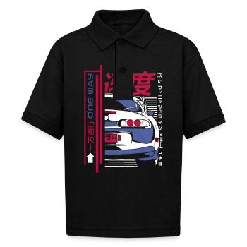 drift car japanese jdm super cars - Gildan Kid's 50/50 Jersey Polo - black - Front - Mikhail (115cm)