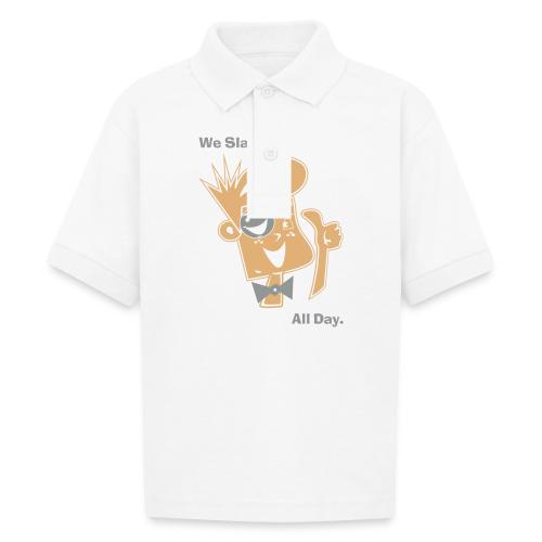 We Slay All Day Shiny Shirt Metallic Silver & Gold - Gildan Kid's 50/50 Jersey Polo