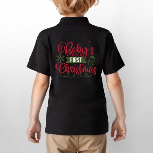 Baby s First Christmas - Gildan Kid's 50/50 Jersey Polo