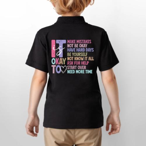 Harmony Collection - It s Okay To Make Mistakes - Gildan Kid's 50/50 Jersey Polo
