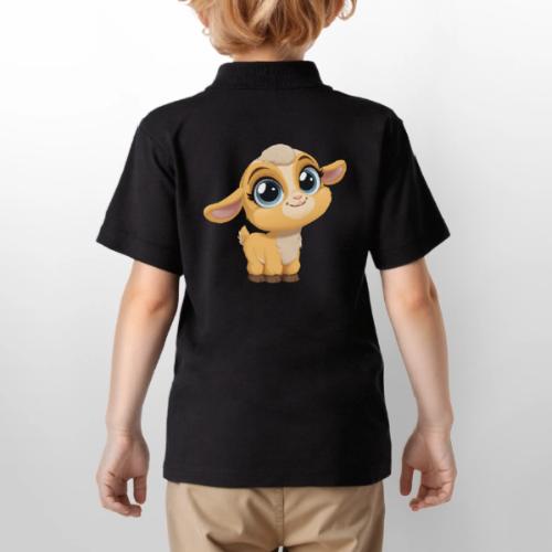 Sweet Cartoon Baby Goat with Joyful Smile - Gildan Kid's 50/50 Jersey Polo