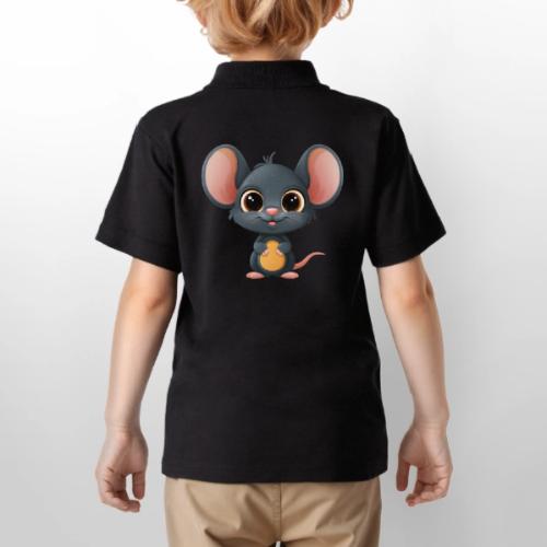 Joyful Cartoon Baby Mouse Smiling Brightly - Gildan Kid's 50/50 Jersey Polo
