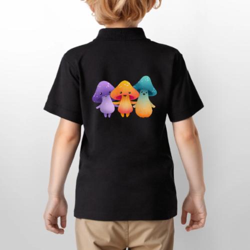 Cheerful Mushroom Friends - Gildan Kid's 50/50 Jersey Polo