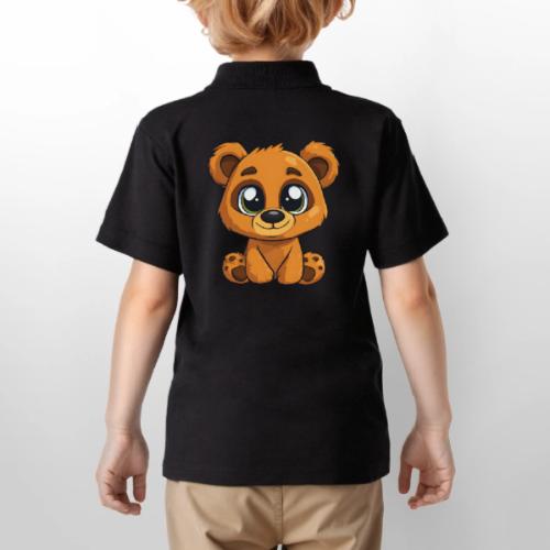 Smiling Sitting Baby Bear - Gildan Kid's 50/50 Jersey Polo