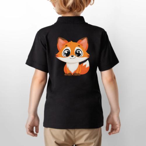 Adorable Cartoon Fox with Big Innocent Eyes - Gildan Kid's 50/50 Jersey Polo