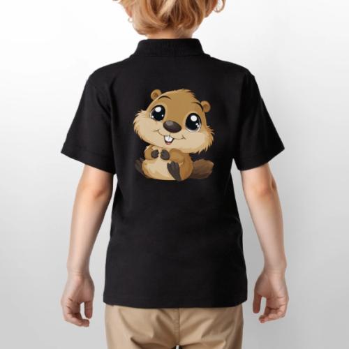 Adorable Cartoon Baby Beaver with Big Eyes - Gildan Kid's 50/50 Jersey Polo
