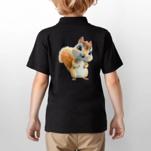Adorable Cartoon Baby Squirrel Smiling - Gildan Kid's 50/50 Jersey Polo