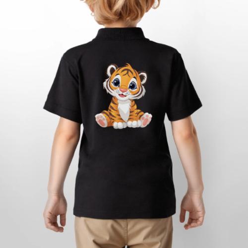 Adorable Cartoon Tiger Cub with Innocent Eyes - Gildan Kid's 50/50 Jersey Polo
