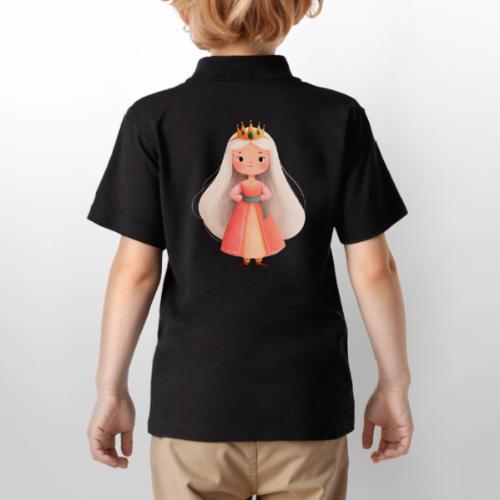 Cute Cartoon Little Princess with Long Hair - Gildan Kid's 50/50 Jersey Polo