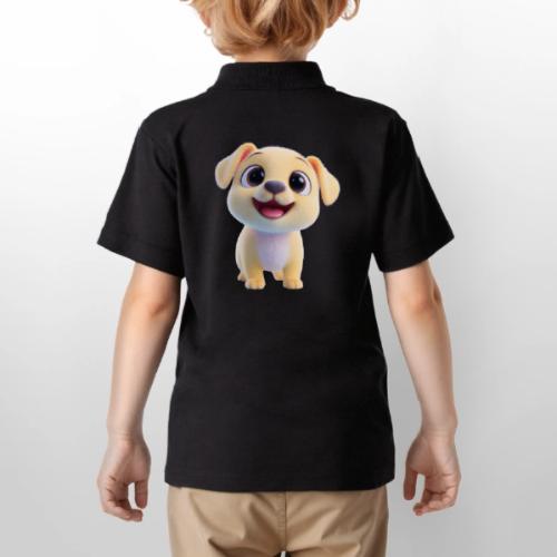 Playful 3D Baby Puppy Looking Up - Gildan Kid's 50/50 Jersey Polo